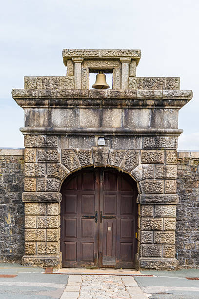 The main entrance gate to Dartmoor Prison in Devon, UK