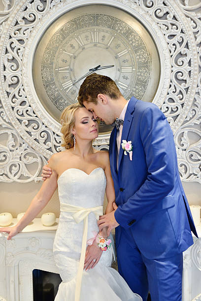 istock Wedding couple indoors is hugging each other 528960514