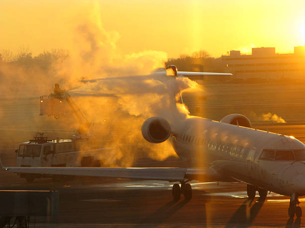 Fast airplane in the clouds.