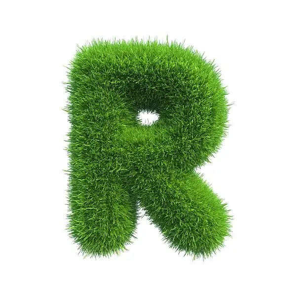 Letter of green fresh grass isolated on a white background