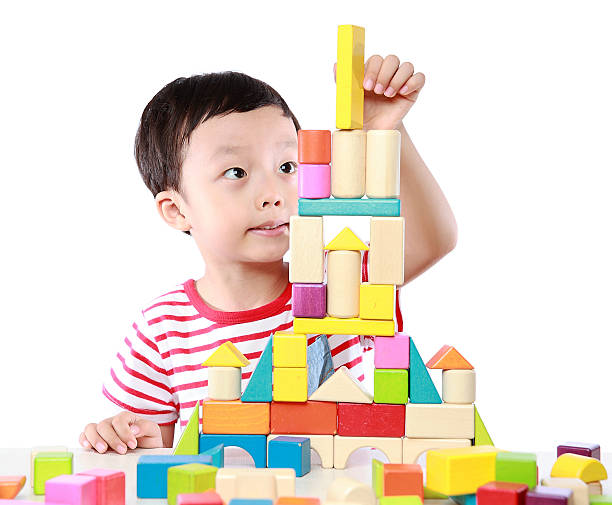 Stacked Colorful Wooden Blocks Over Background