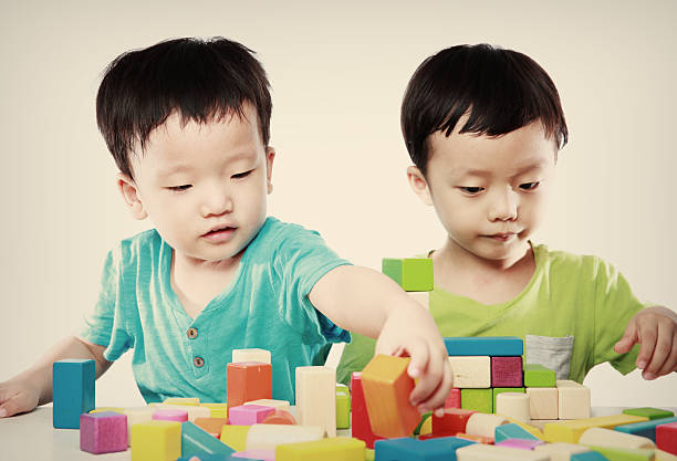 istock Cute asian Children playing with blocks 528969888