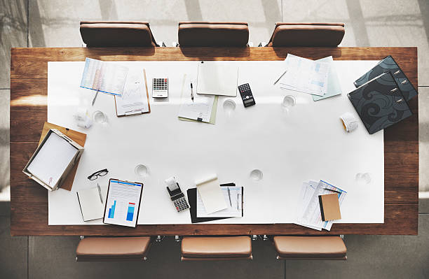 Conference table and chairs in modern meeting room