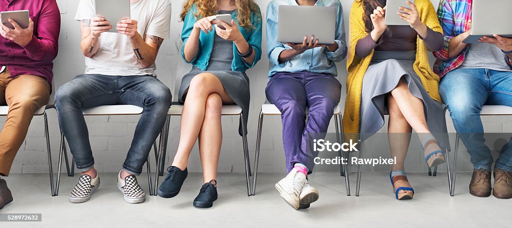 Friends Connection Digital Devices Technology Network Concept Multi Colored Stock Photo