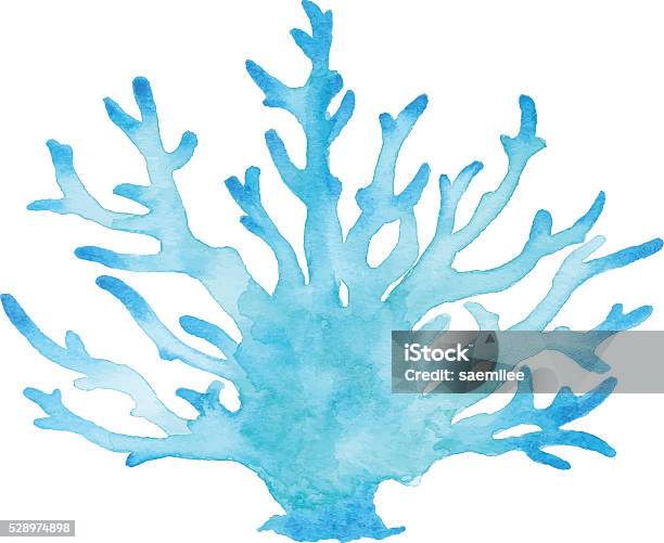 Blue Coral Watercolor Stock Illustration - Download Image Now - Coral - Cnidarian, Watercolor Painting, Watercolor Paints