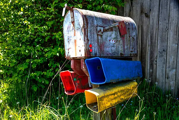 Colorful US Mailboxes.