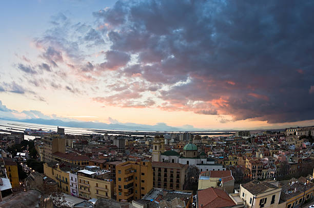 istock Panoramic view of Cagliari downtown at sunset in Sardinia 528975754