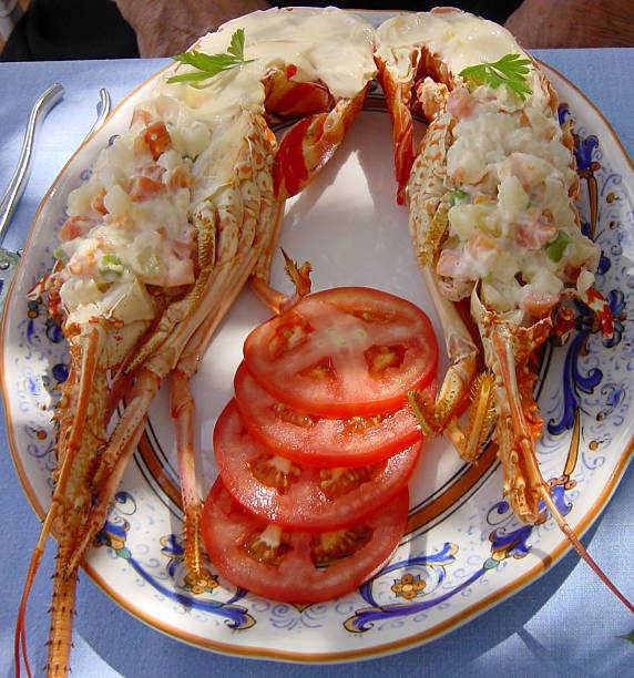 istock Crayfish with Vegetable Salad and Sliced Tomato 528977338