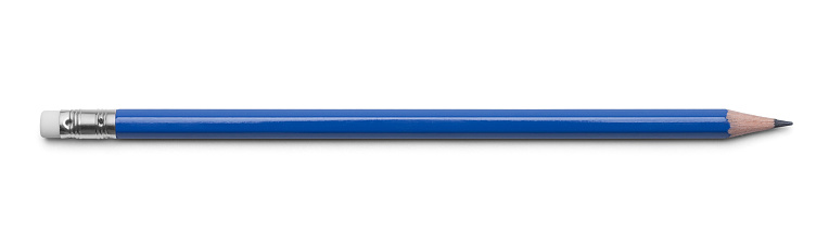 Blue Number 2 Pencil Isolated on a White Background.