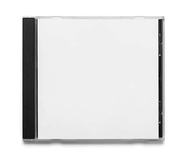 Blank Black and White CD Case Top View Isolated on White Background.