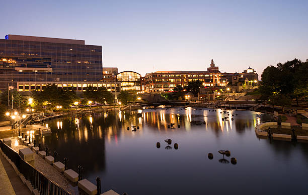 istock Downtown Providence, Rhode Island with river at night 528978727