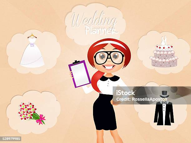 Wedding Planner Stock Illustration - Download Image Now - Adult, Bride, Cartoon