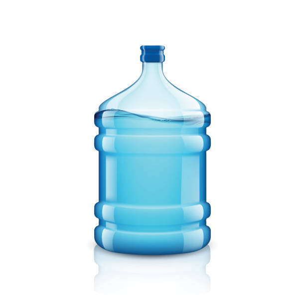 wahrzeichen groß flasche mit klarem wasser. plastikbehälter - gallone stock-grafiken, -clipart, -cartoons und -symbole