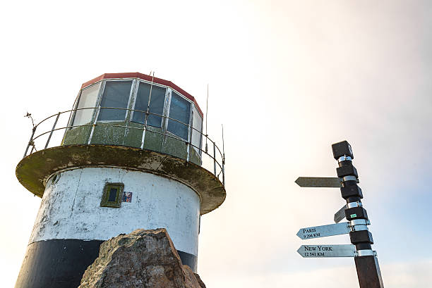 Cape Point sign in South Africa with its latitude and longitude.
