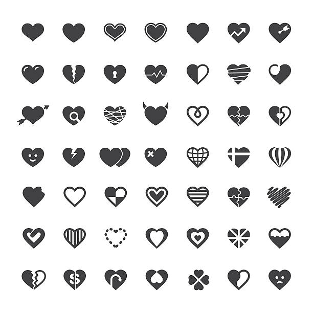 Heart Icon 49 Icons Heart Icon 49 Icons Vector EPS File. anniversary silhouettes stock illustrations