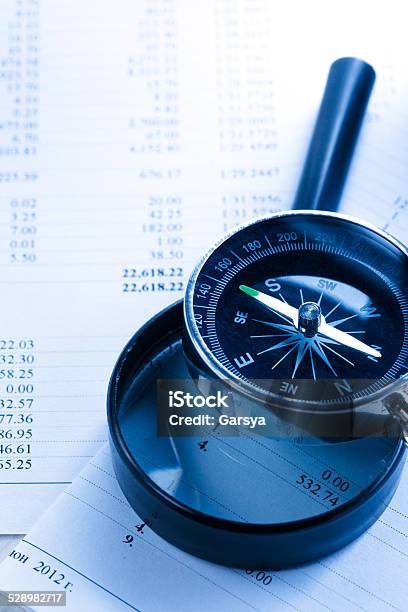 Budget Magnifying Glass And Compass Stock Photo - Download Image Now - Analyzing, Budget, Business