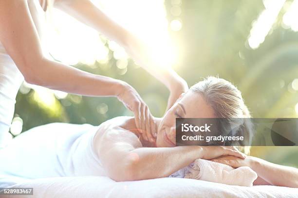 Her Stress Is Melting Away Stock Photo - Download Image Now - 40-44 Years, 40-49 Years, Adult