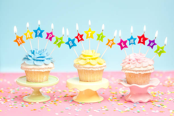 Happy Retirement Celebration Party Cupcakes with Candles