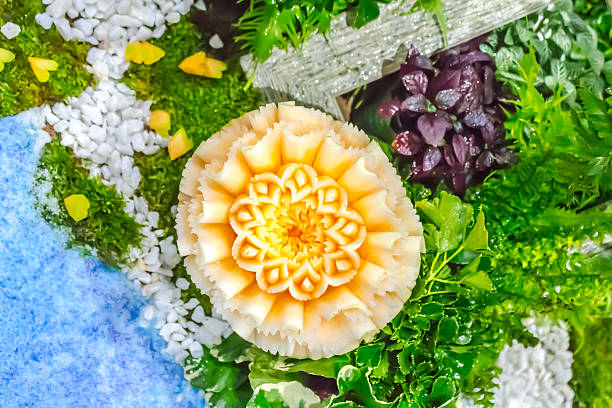 istock Cantaloupe fruit carving in the garden. 528986519