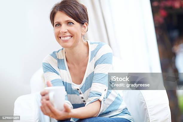 Enjoying Life One Mug At A Time Stock Photo - Download Image Now - 40-44 Years, 40-49 Years, Adult