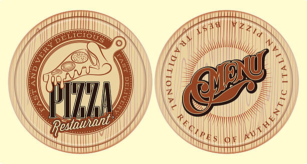 boards for pizza with inscriptions and symbols for menu vector set of boards for pizza with inscriptions and symbols for menu deli pie stock illustrations