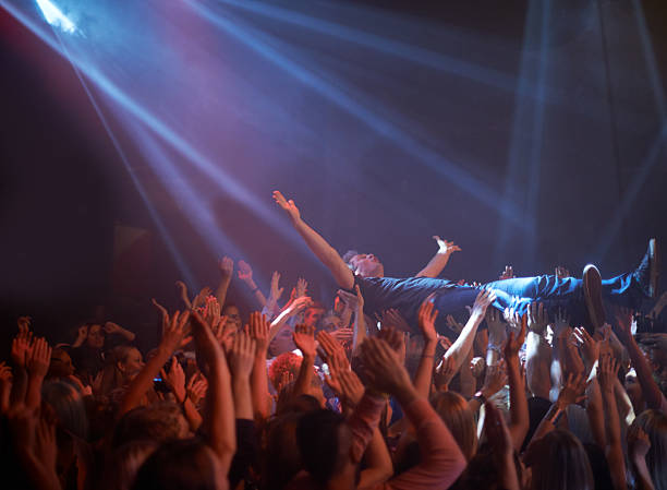 It's the fans who carry the stars A stage diver being carried across the audience at a rock concerthttp://195.154.178.81/DATA/shoots/ic_782718.jpg dubstep photos stock pictures, royalty-free photos & images