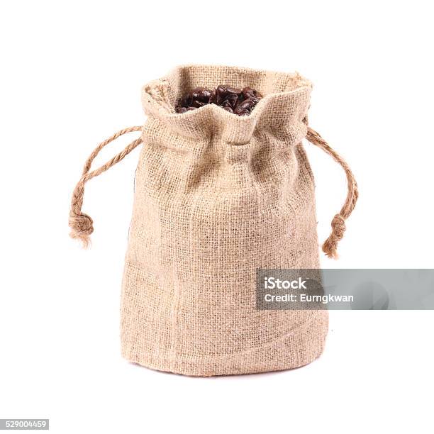 Coffee Beans In Bag Isolated On White Background Stock Photo - Download Image Now - Agriculture, Backgrounds, Bag