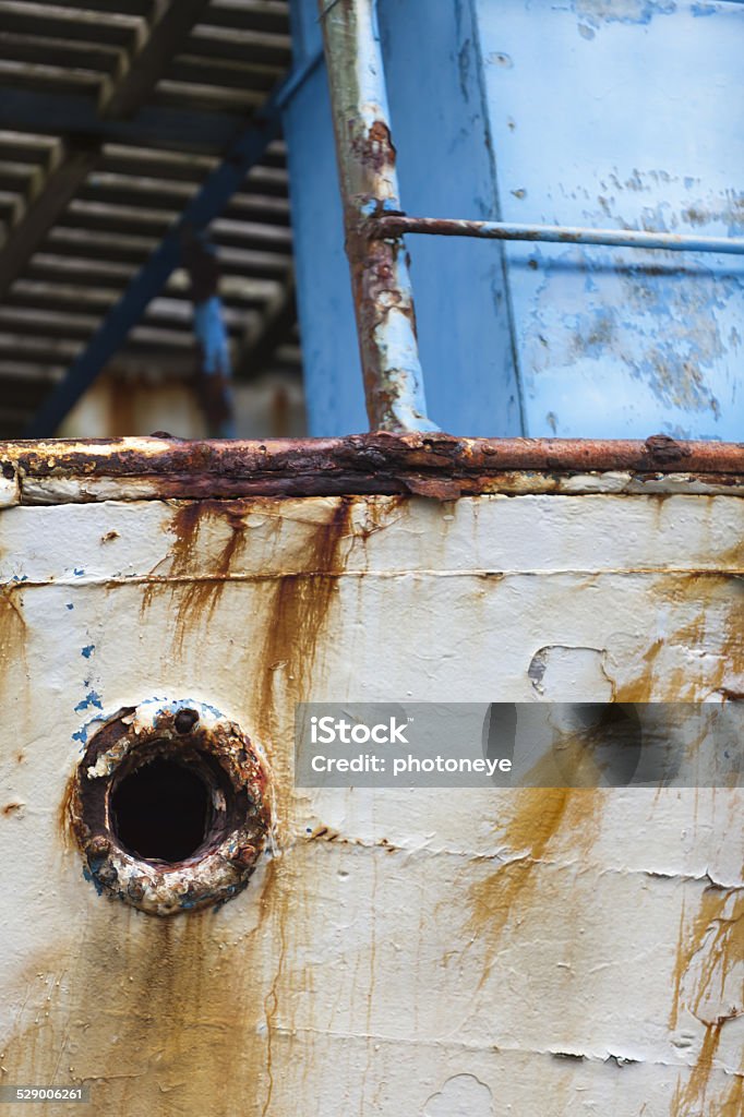 Ship details.. Colored detail of an old and abandoned ship... Abandoned Stock Photo