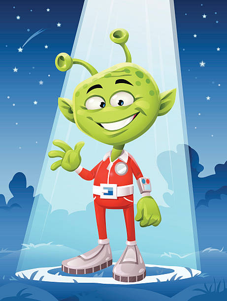 ilustrações de stock, clip art, desenhos animados e ícones de friendly alienígena visitante - alien monster green futuristic