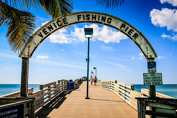 The Venice Fishing Pier on the Gulf coast of Florida stock photo