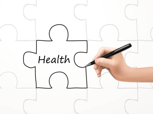istock health word and puzzle drawn by human hand 529008147