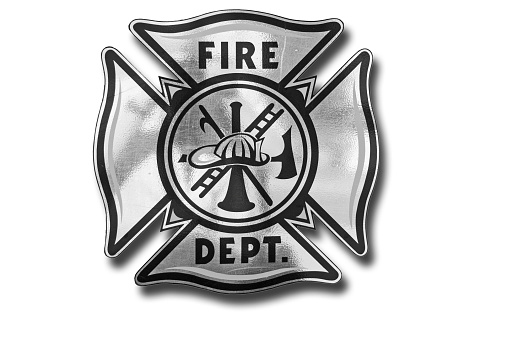 The well known fire department symbol with a shadow and on a white background.