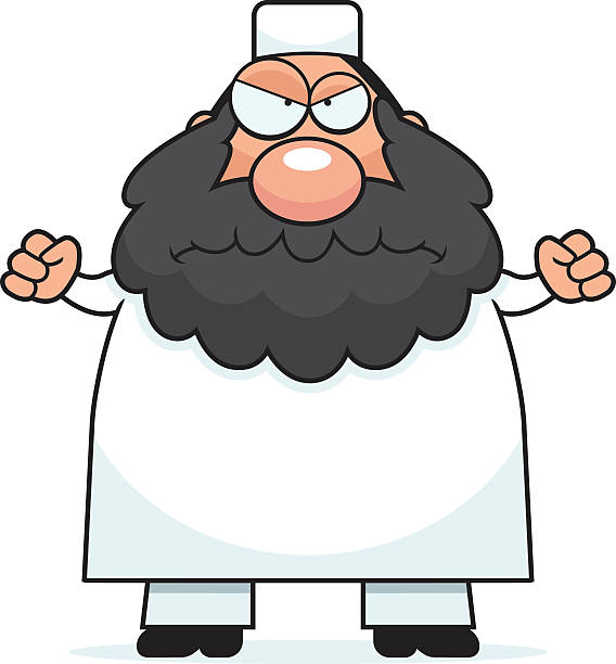 Angry Cartoon Muslim A cartoon illustration of a Muslim man looking angry. ulama stock illustrations