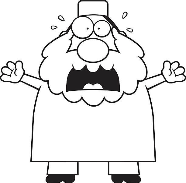 Scared Cartoon Muslim A cartoon illustration of a Muslim man looking scared. ulama stock illustrations