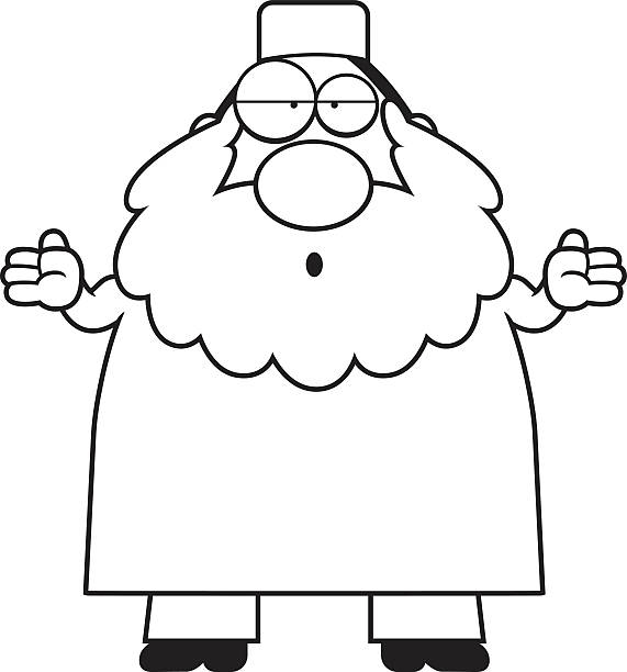 Confused Cartoon Muslim A cartoon illustration of a Muslim man looking confused. ulama stock illustrations