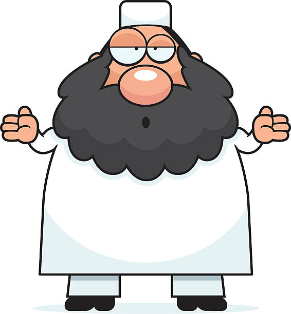Confused Cartoon Muslim A cartoon illustration of a Muslim man looking confused. ulama stock illustrations