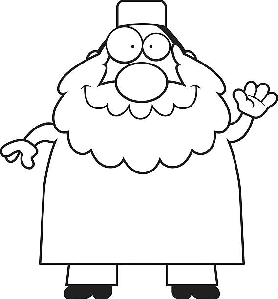 Waving Cartoon Muslim A cartoon illustration of a Muslim man waving. ulama stock illustrations