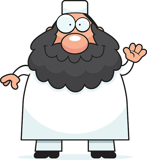 Waving Cartoon Muslim A cartoon illustration of a Muslim man waving. ulama stock illustrations