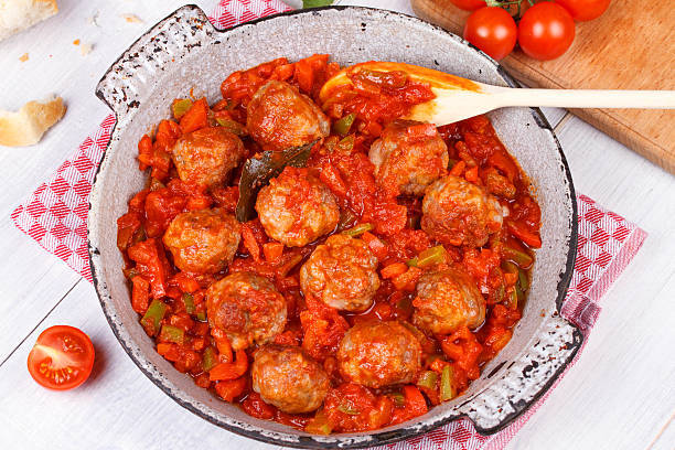 istock Meatballs with tomato sauce in a pan 529026963