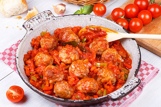 istock Meatballs with tomato sauce in a pan 529026965