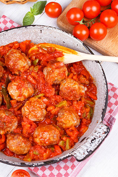 istock Meatballs with tomato sauce in a pan 529026977