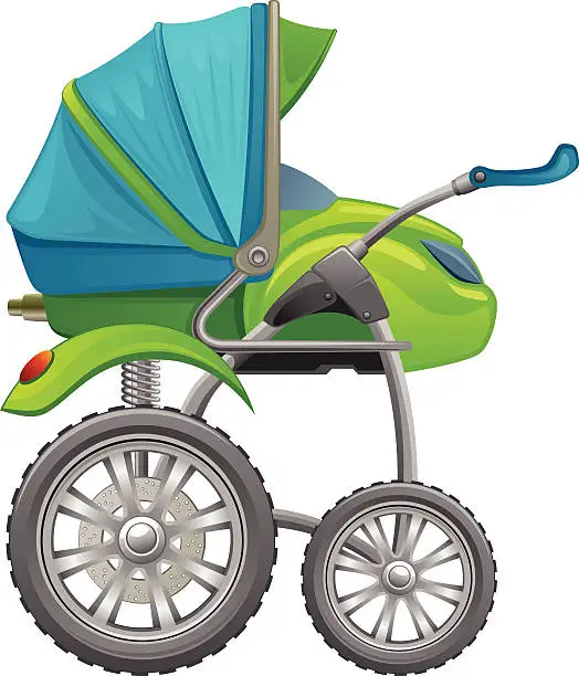 Vector illustration of Motorized baby pram