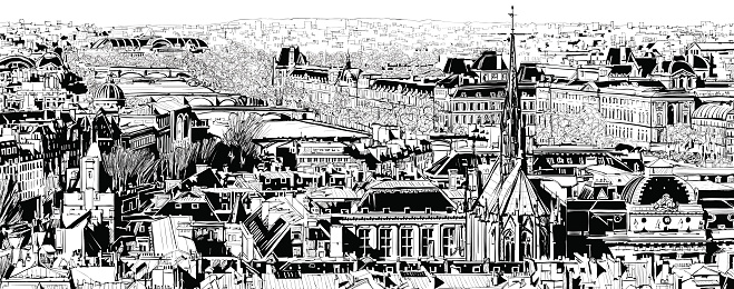Panoramic view of Paris - Vector illustration