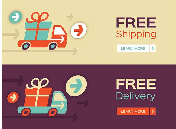 Vector illustration of Free Shipping and Delivery