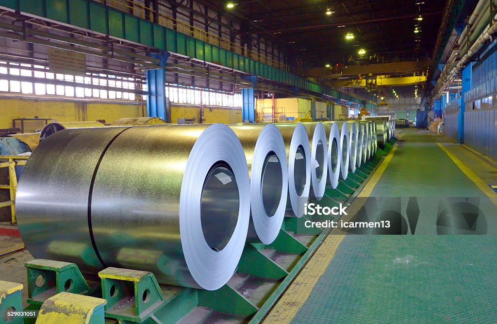 Rolls of steel sheet Rolls of steel sheet in steel pant Steel Stock Photo