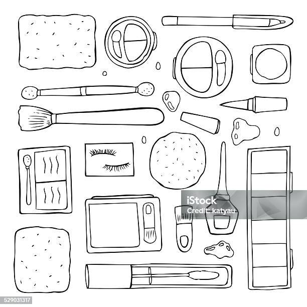 Cosmetics Makeup Set Stock Illustration - Download Image Now - Art, Art And Craft, Arts Culture and Entertainment