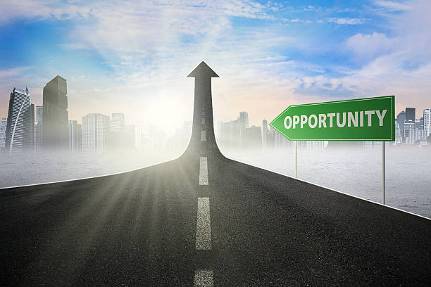 istock Road sign with opportunity text 529047405