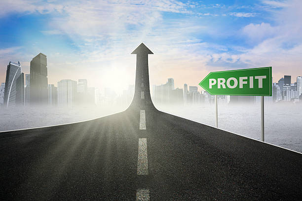 istock Road sign to increase profit 529047409