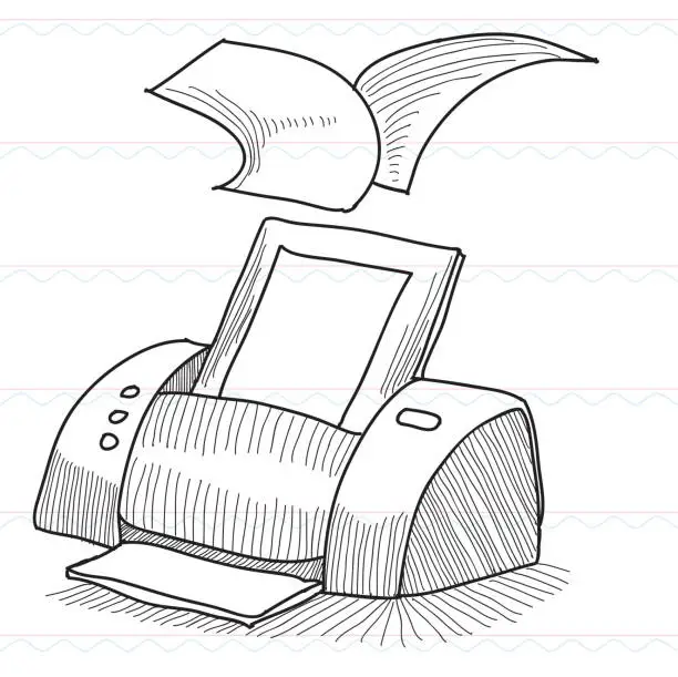 Vector illustration of Printers, print,Sketch