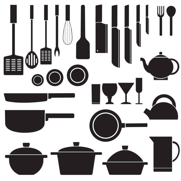 illustrations, cliparts, dessins animés et icônes de un table de cuisine pour la cuisson de design en interne - pan